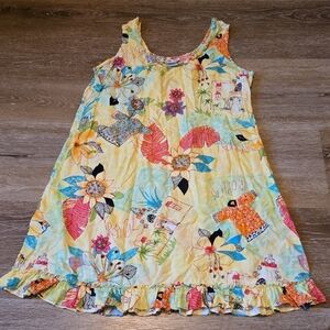 Girls Yellow Tropical Floral Summer Dress